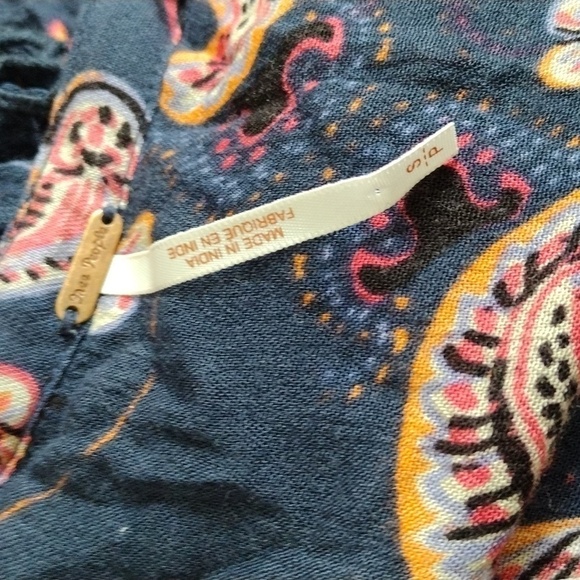 Free people navy blue paisley long sleeve - Picture 2 of 4